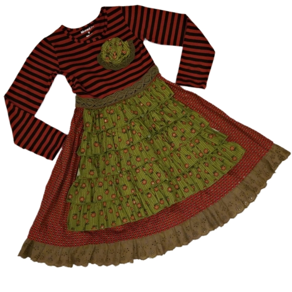 Mustard Pie Girls Size 7 Apron Dress Christmas
